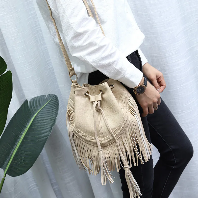 New Women's Drawstring Handmade Tassel Fashion Bags