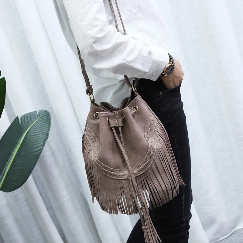 New Women's Drawstring Handmade Tassel Fashion Bags