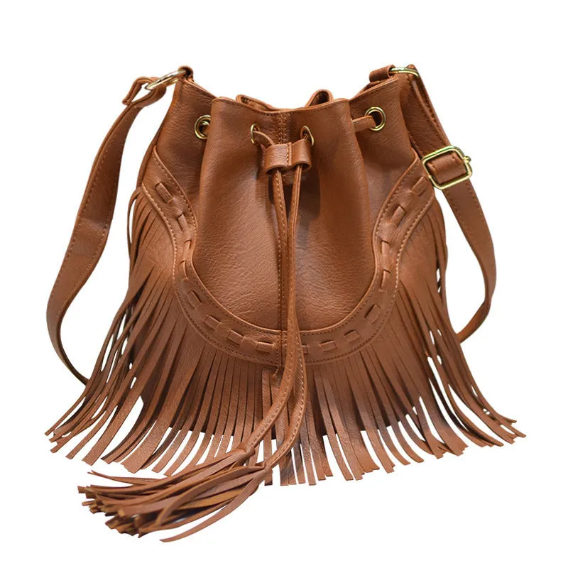 New Women's Drawstring Handmade Tassel Fashion Bags