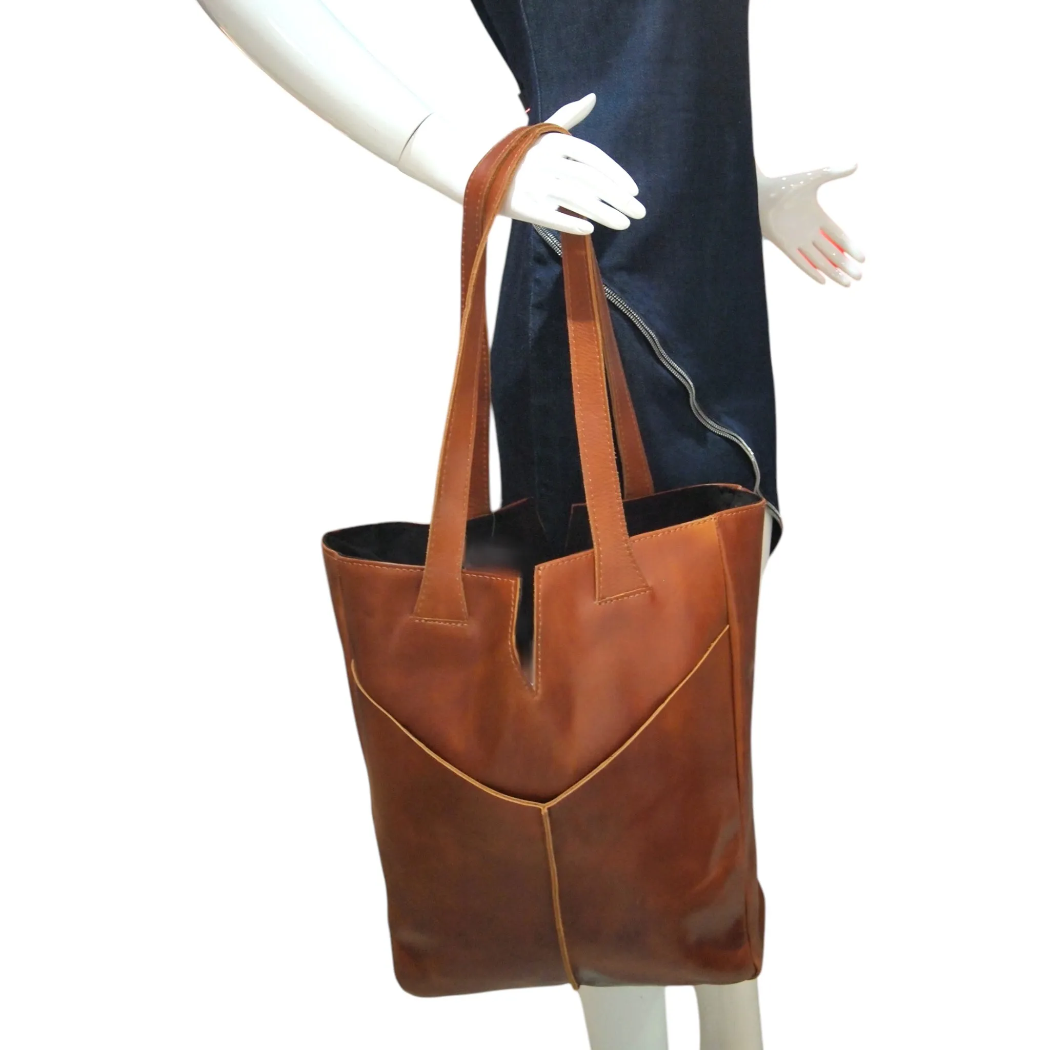 NOTCH- HANDMADE GENUINE LEATHER SHOULDER BAG TOTE