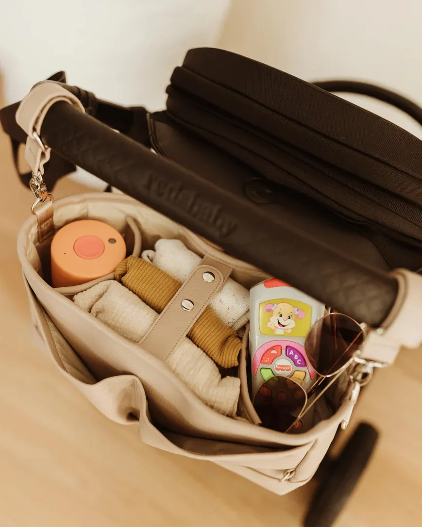 OiOi Dimple Faux Leather Stroller Organiser/Pram Caddy - Oat
