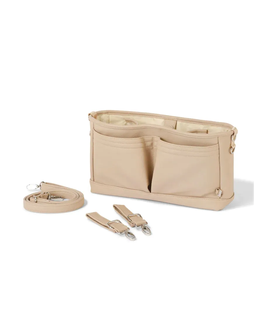 OiOi Dimple Faux Leather Stroller Organiser/Pram Caddy - Oat