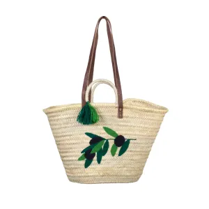 Olive Branch Embroidered Moroccan Woven Tote