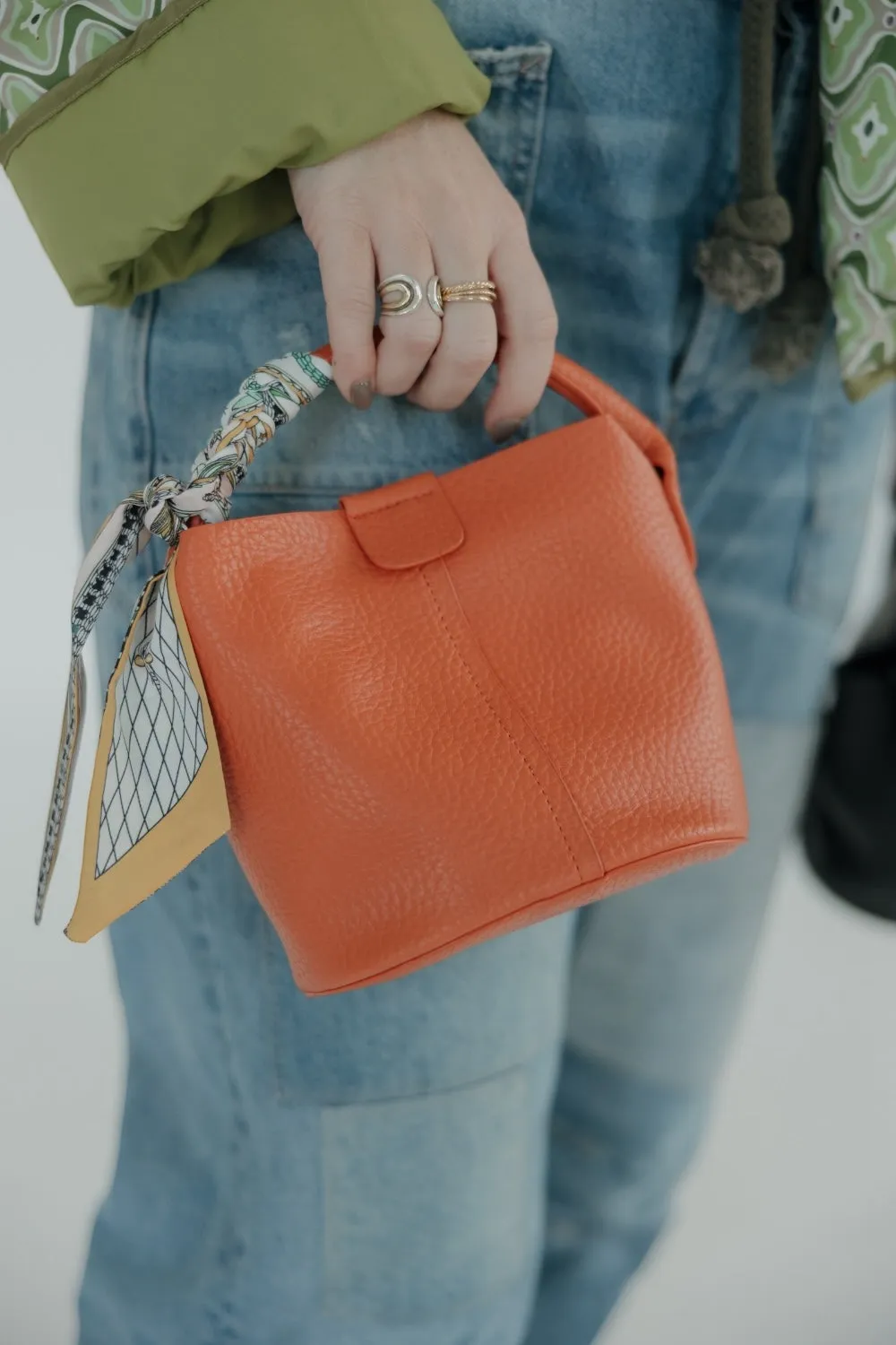 Orange Leather Mini Tote