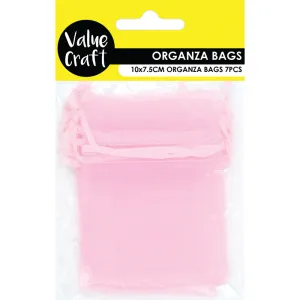ORGANZA MINI 10CM X 7.5CM BABY PINK 7PC