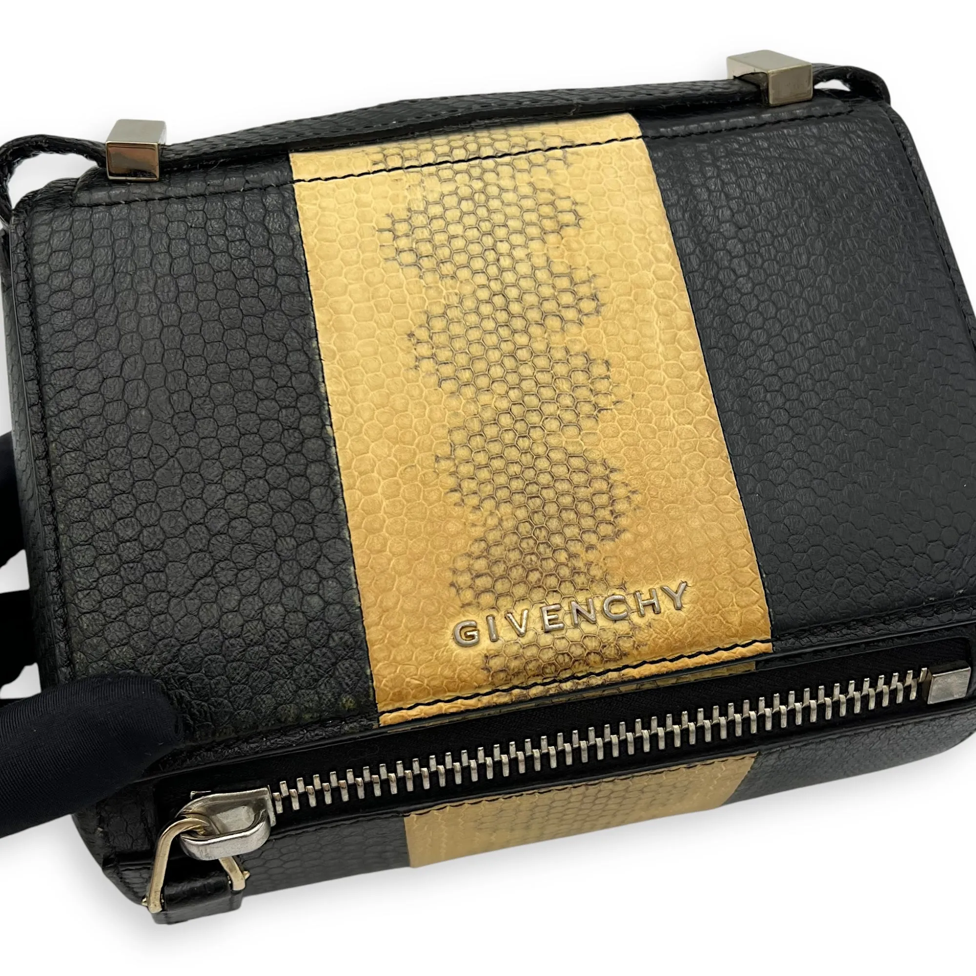 Pandora Box Crossbody Bag Multi-colour in Python Leather, Silver hardware
