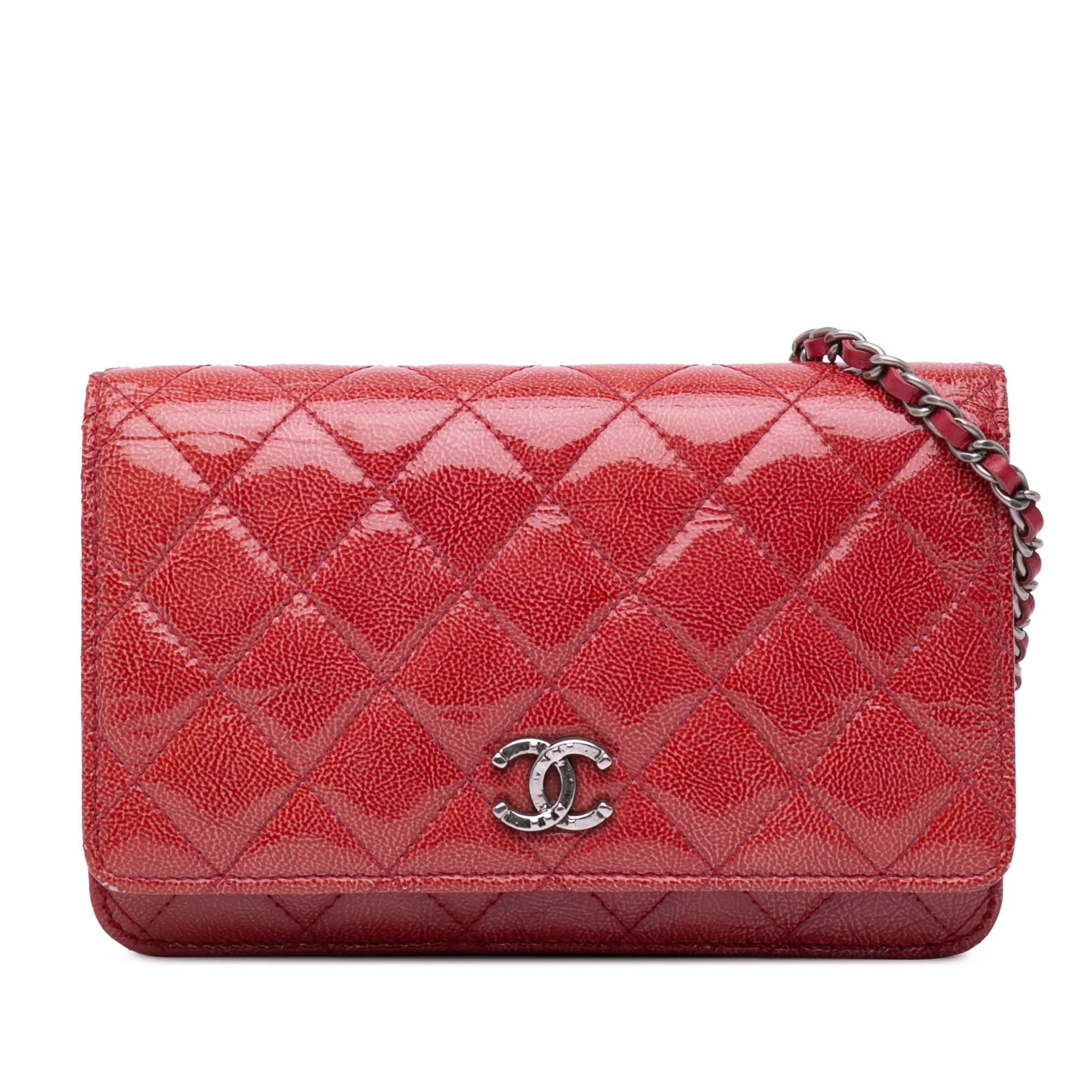 Paris Dallas CC Patent Goatskin Wallet on Chain