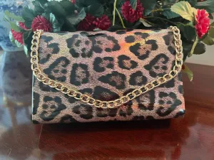 Patten Leather Leopard Clutch