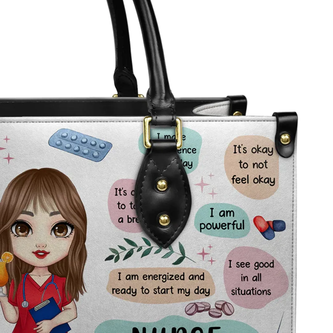 Personalized Nurse Affirmation Leather Handbag - Customizable Nursing Gift by CHRISTIANARTBAG
