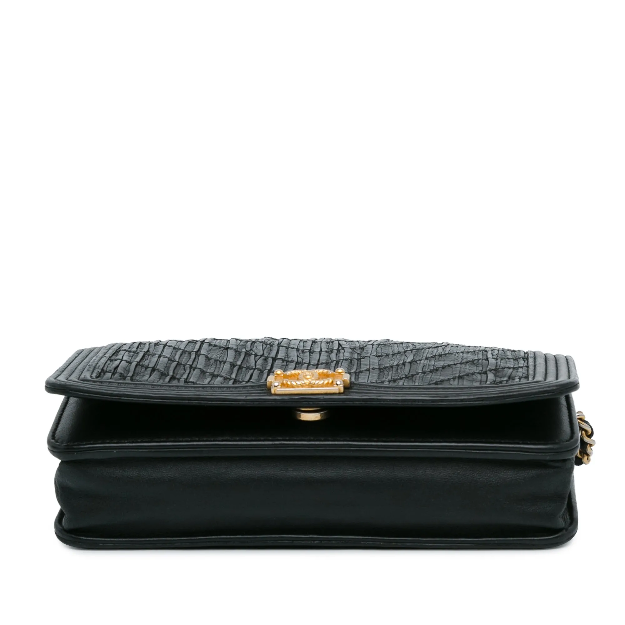 Pleated Crumpled Chevron Le Boy Wallet On Chain