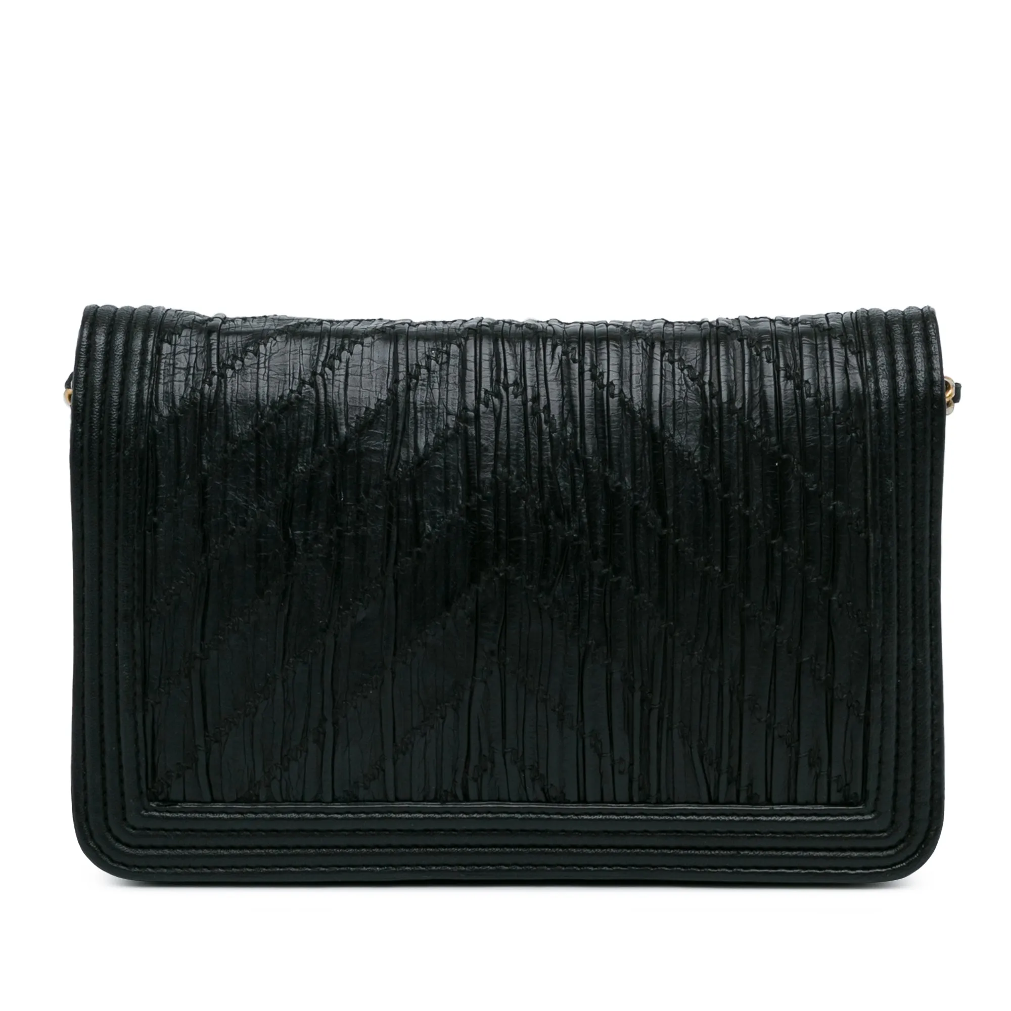 Pleated Crumpled Chevron Le Boy Wallet On Chain