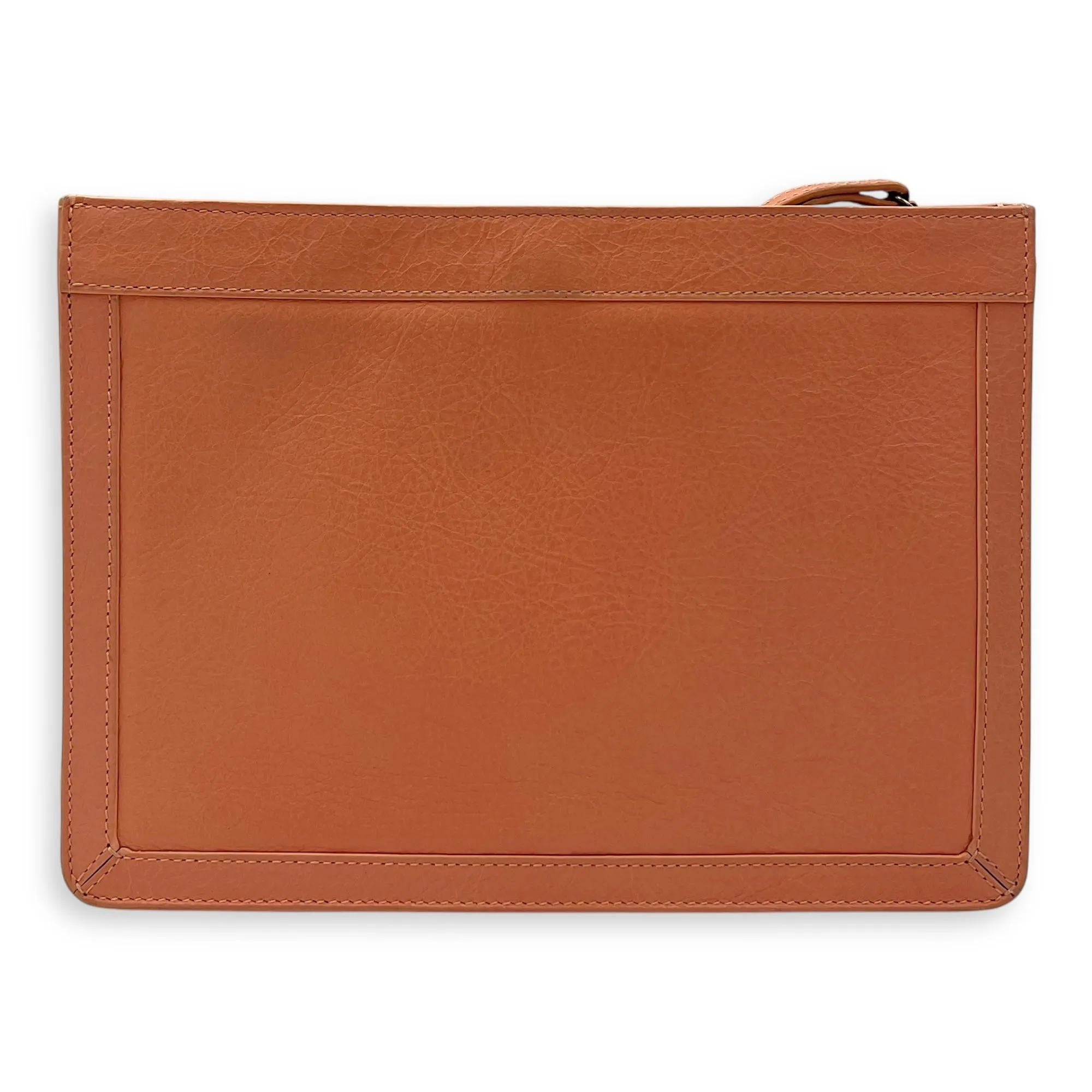 Pochette Peach Crossbody Bag in Distressed Leather, Silver hardware
