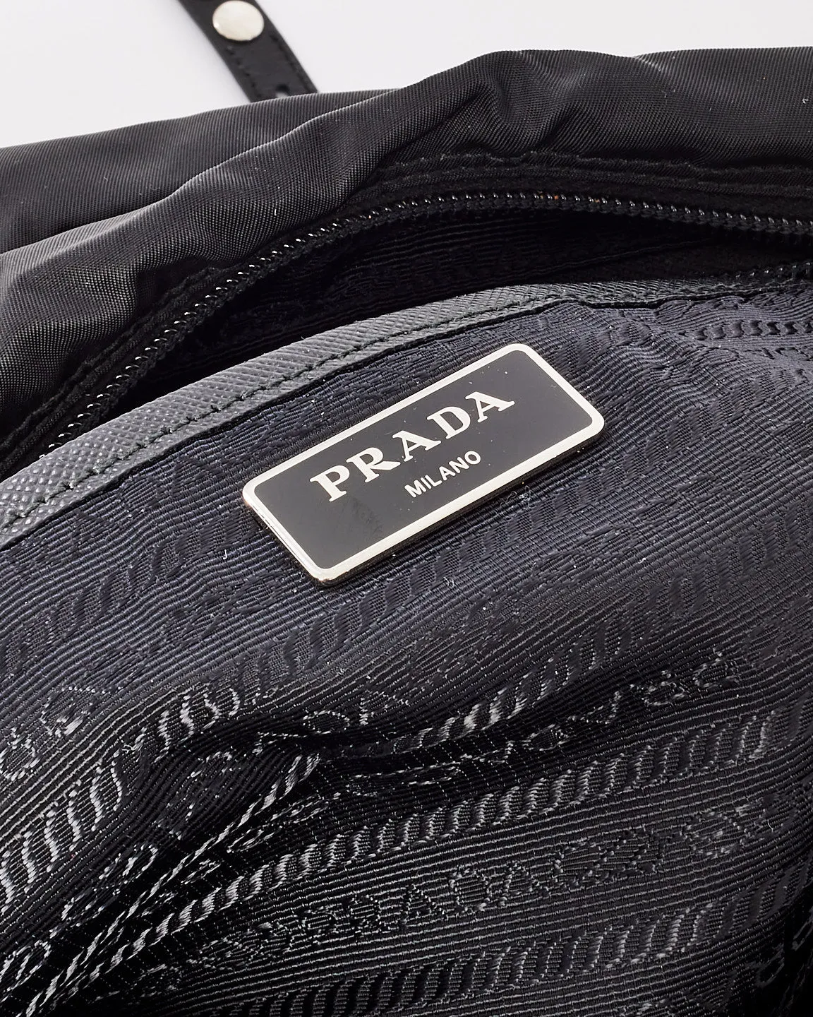 Prada Black & Baby Blue Nylon Studded Large Messenger Crossbody Bag