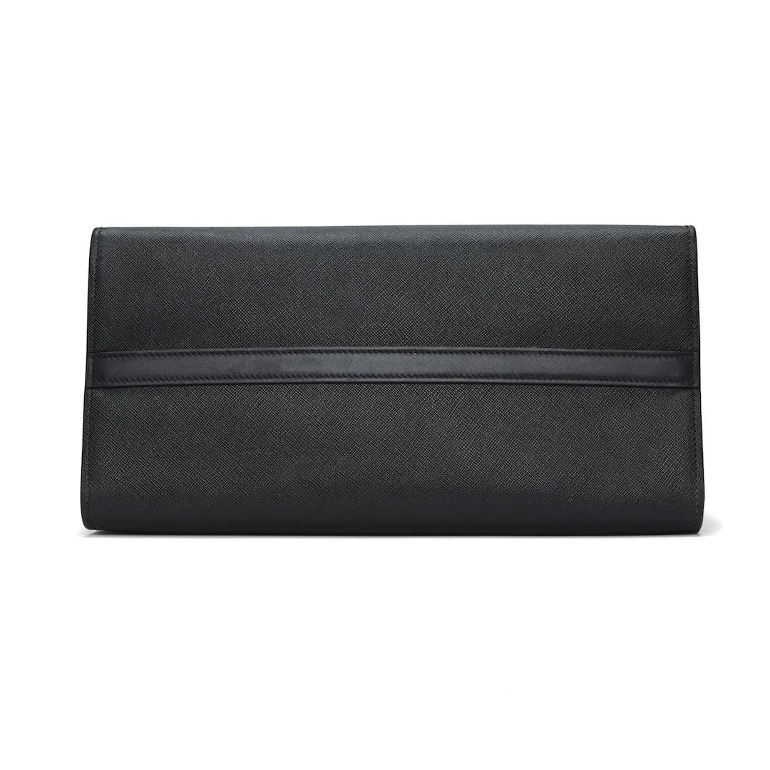 Prada Black & Red Saffiano Geometric-Strap Tote