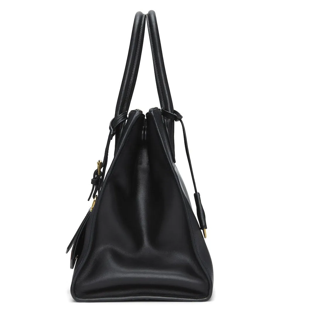 Prada Black & Red Saffiano Geometric-Strap Tote