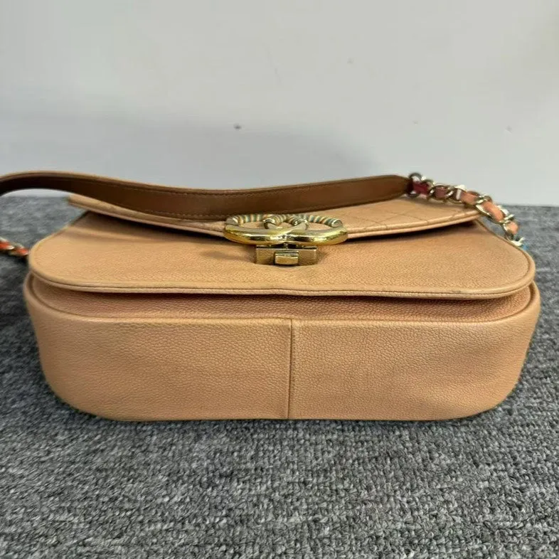 Preloved Chanel Quilted Beige Crossbody Bag