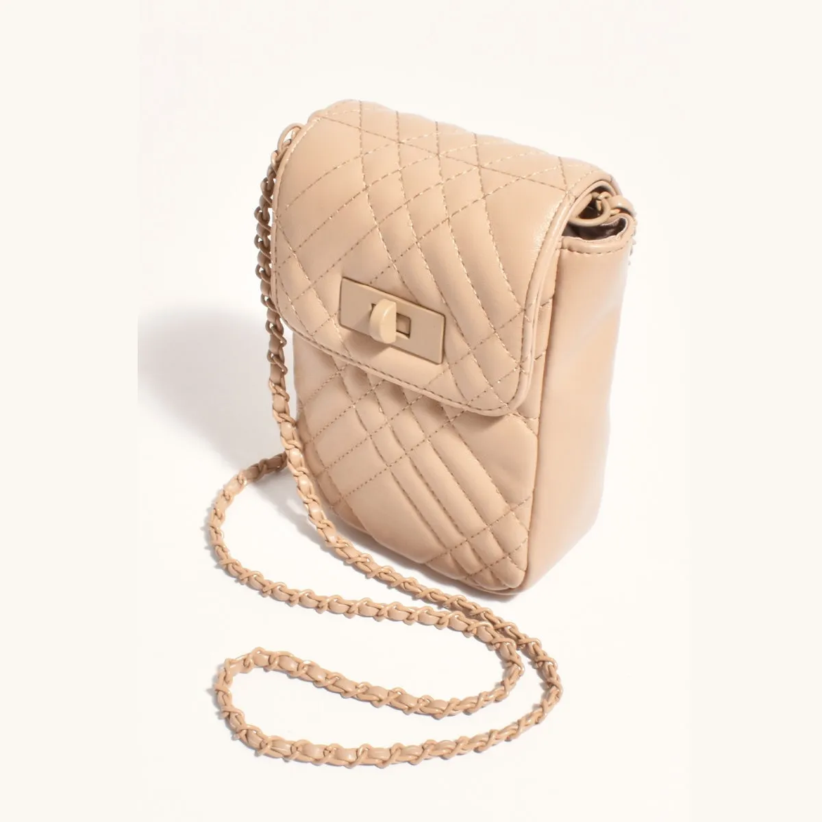 Prudence Quilted Mini Crossbody Bag (Camel)