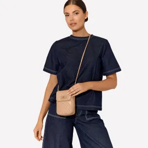 Prudence Quilted Mini Crossbody Bag (Camel)