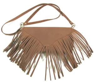 PU691  Fringe Hip/Crossbody Bag - Brown