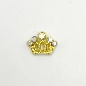 Queen - Nail Charms 10pc - #164 Gold Tiaras with Iridescent Stones