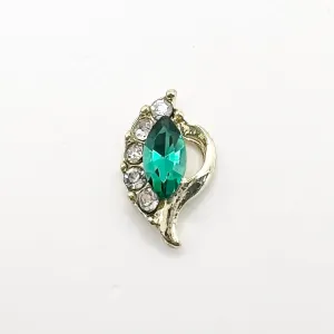 Queen - Nail Charms 10pc - #228 Gold Green Leafs with Crystals