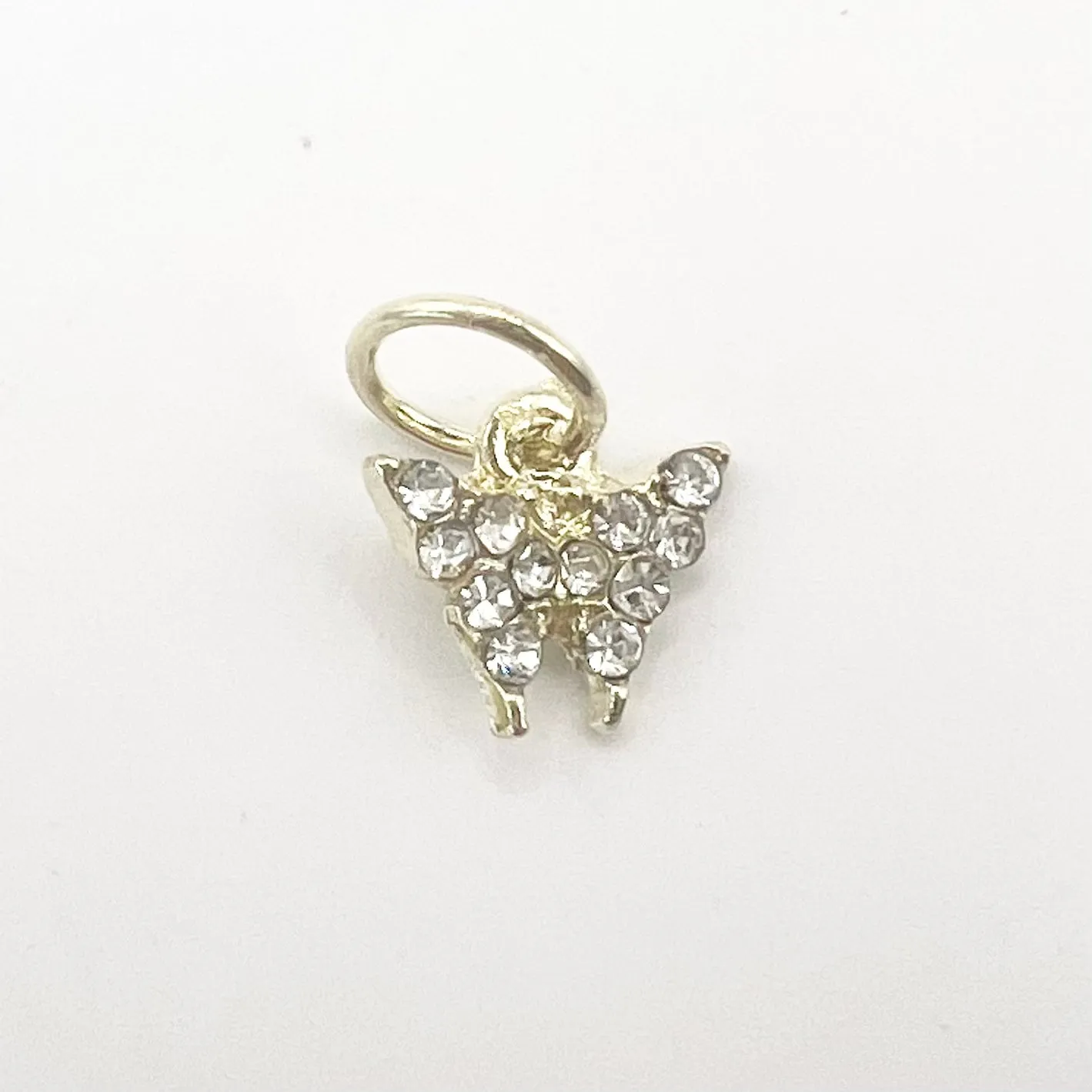 Queen - Nail Charms 10pc - #296 Gold Mini Crystal Filled Butterflies with Ring