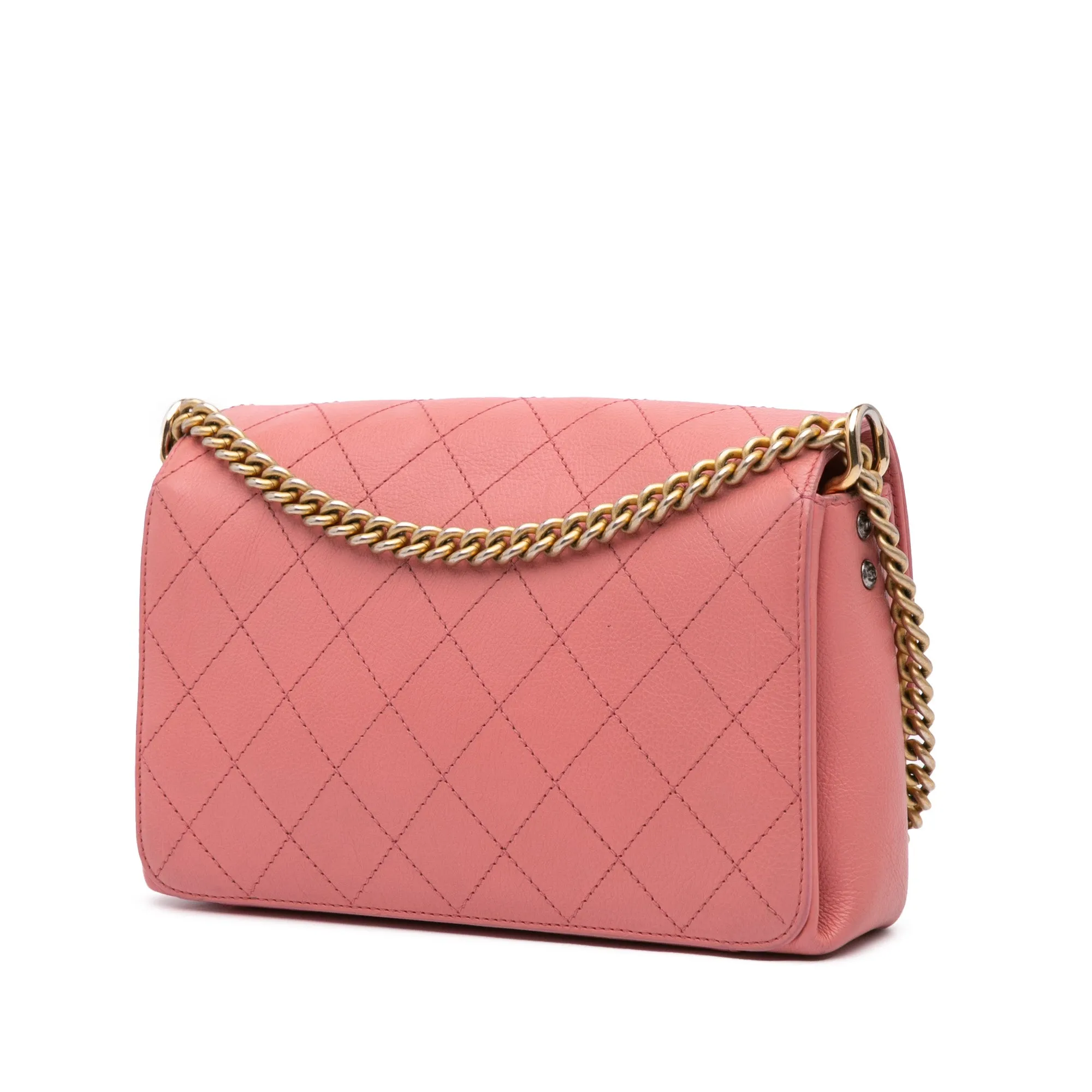 Quilted Calfskin Straight Lined Flap