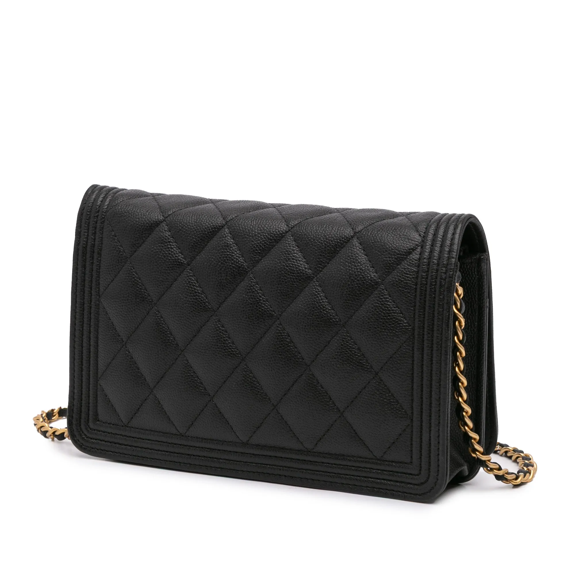 Quilted Caviar Boy Wallet on Chain