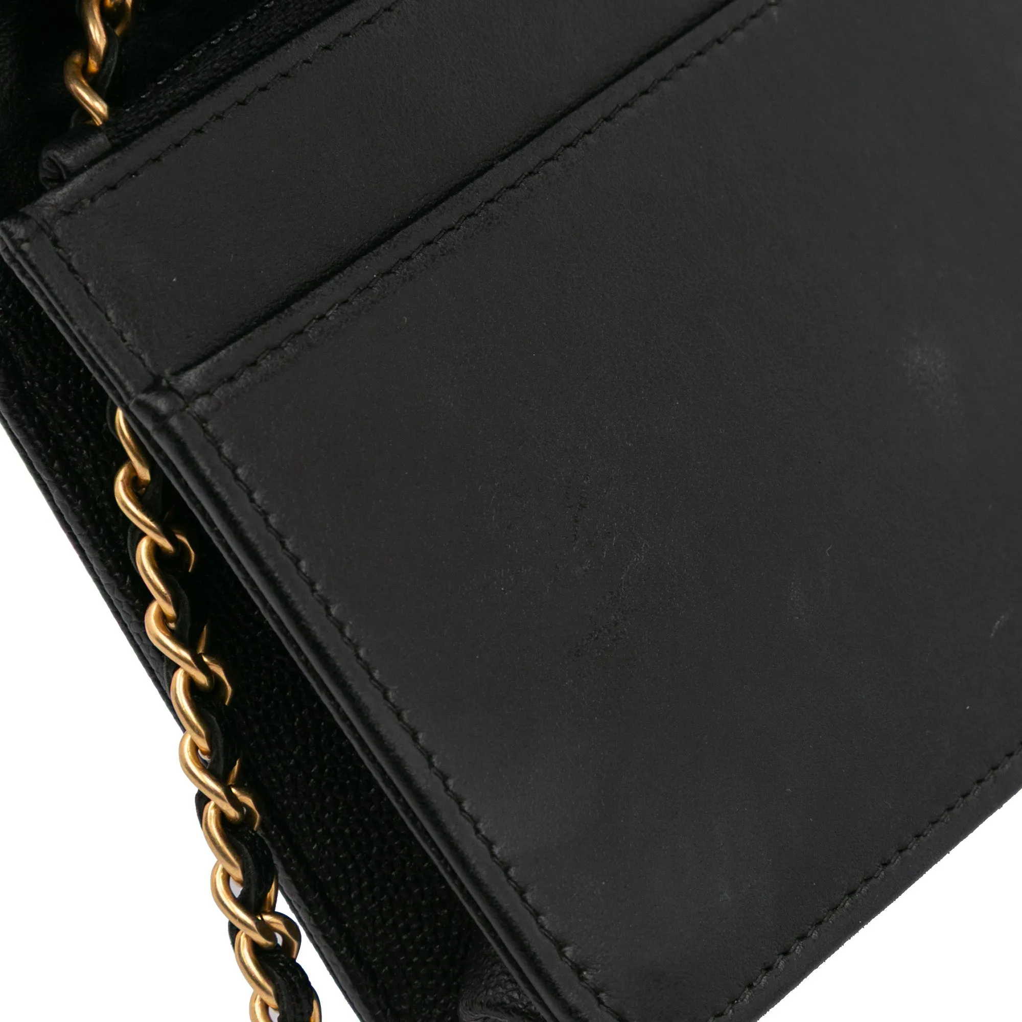 Quilted Caviar Boy Wallet on Chain