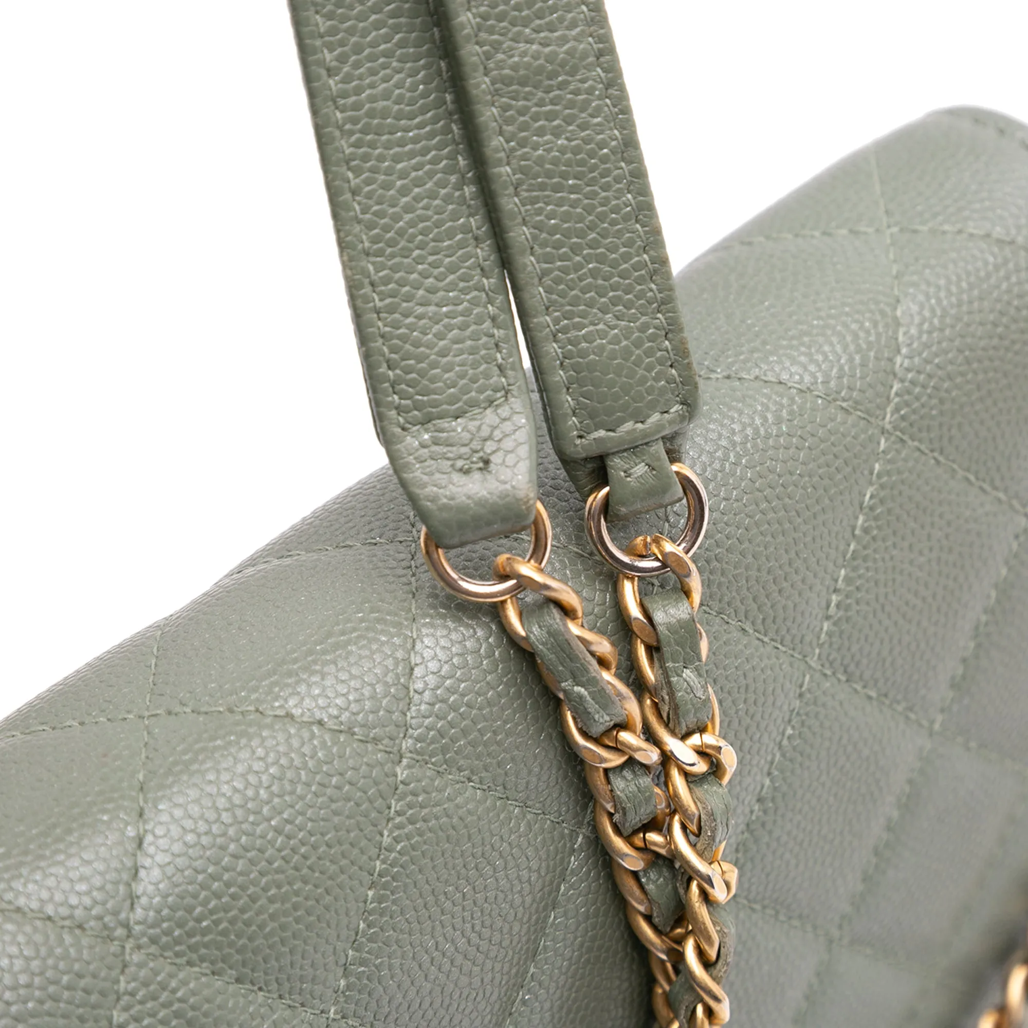 Quilted Caviar Square Wallet on Chain
