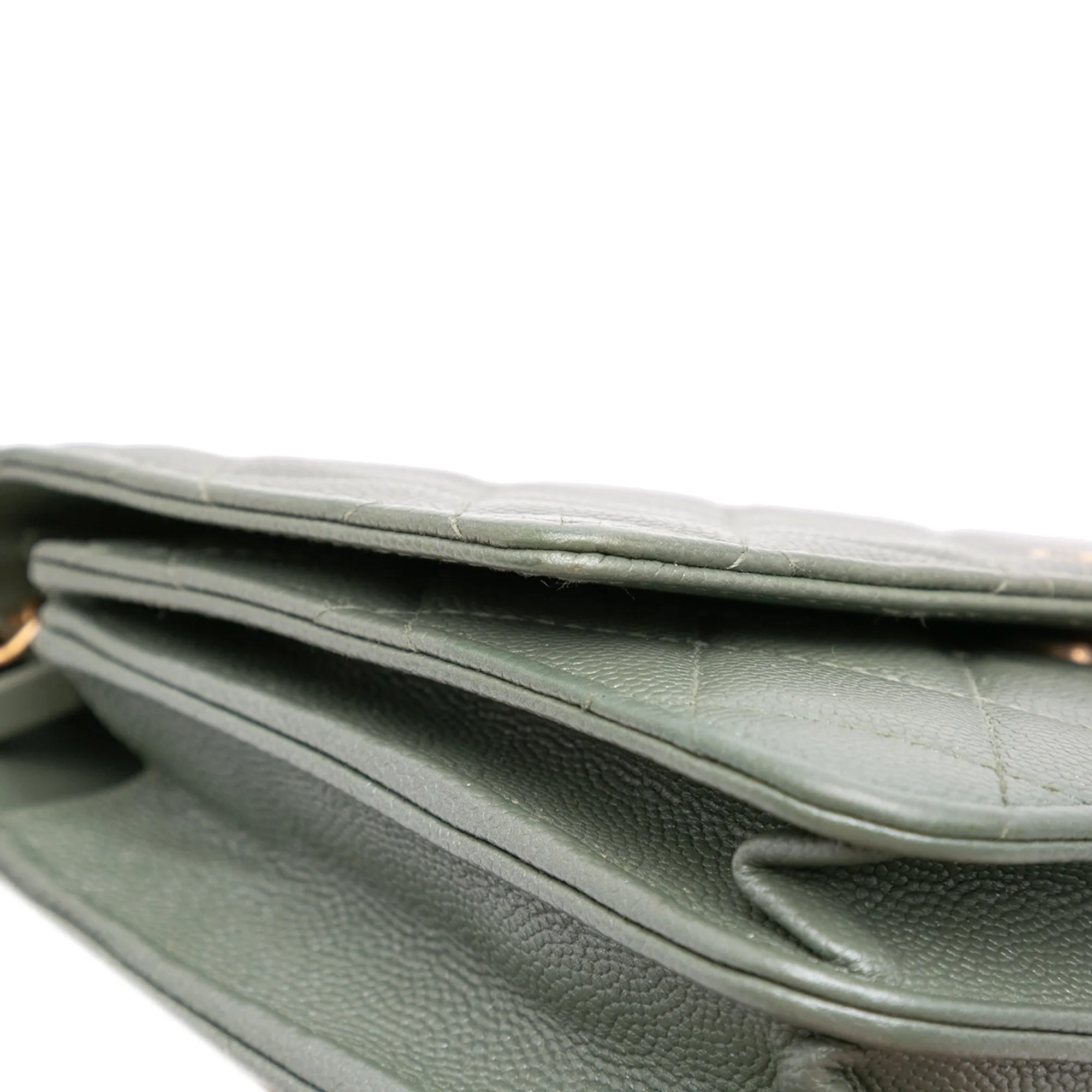 Quilted Caviar Square Wallet on Chain