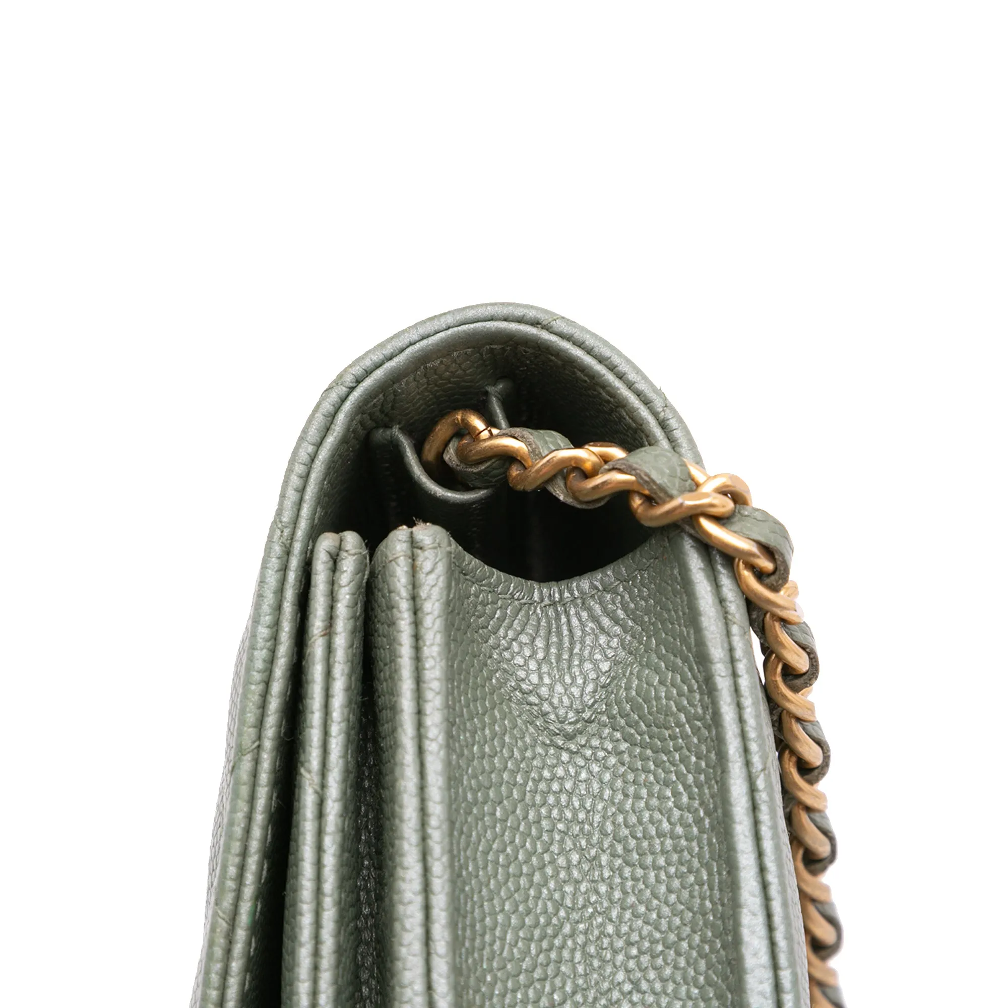 Quilted Caviar Square Wallet on Chain