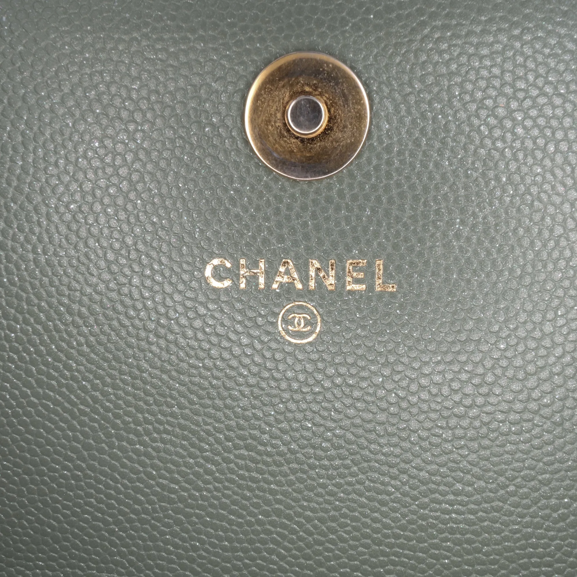 Quilted Caviar Square Wallet on Chain