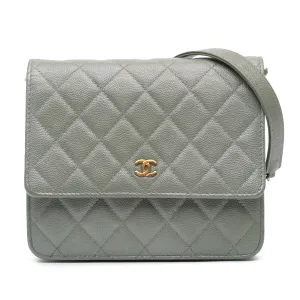 Quilted Caviar Square Wallet on Chain