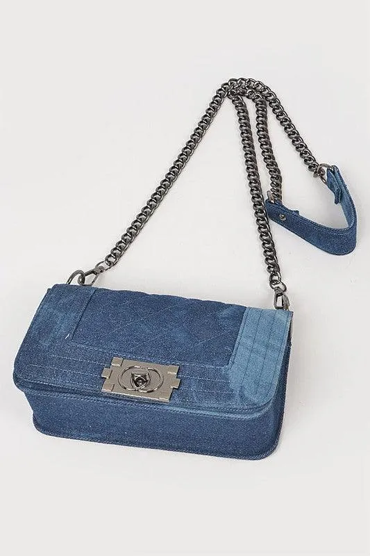 Quilted Denim Crossbody Bag