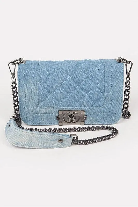 Quilted Denim Crossbody Bag