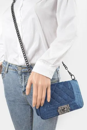 Quilted Denim Crossbody Bag