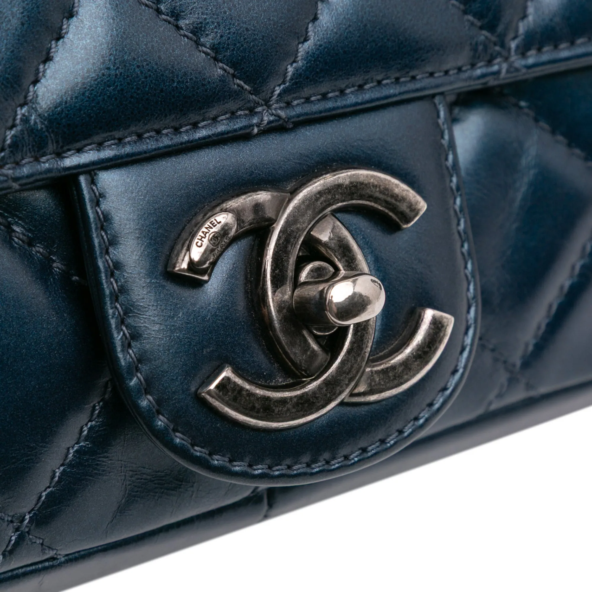 Quilted Glazed Calfskin Coco Pleats Flap