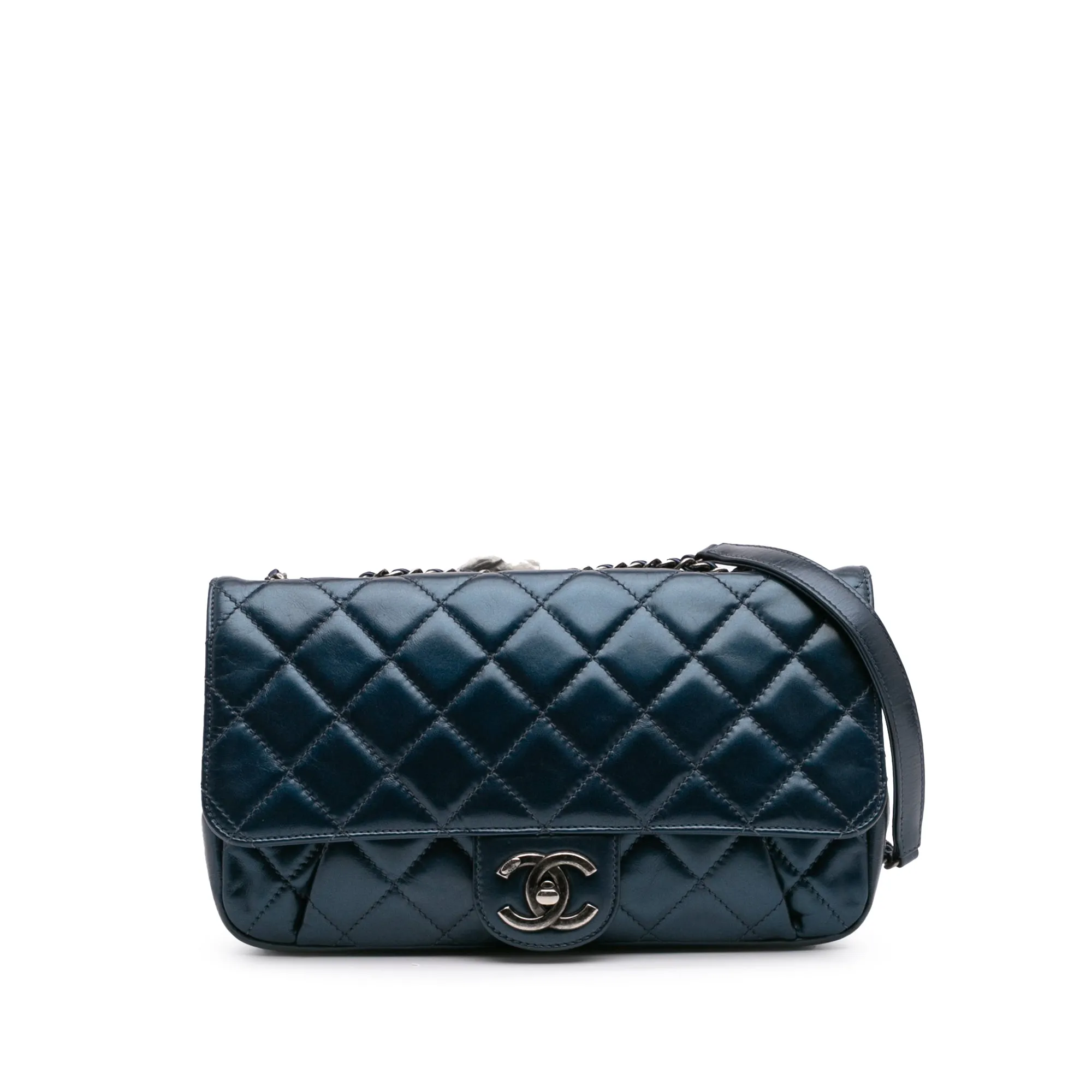 Quilted Glazed Calfskin Coco Pleats Flap