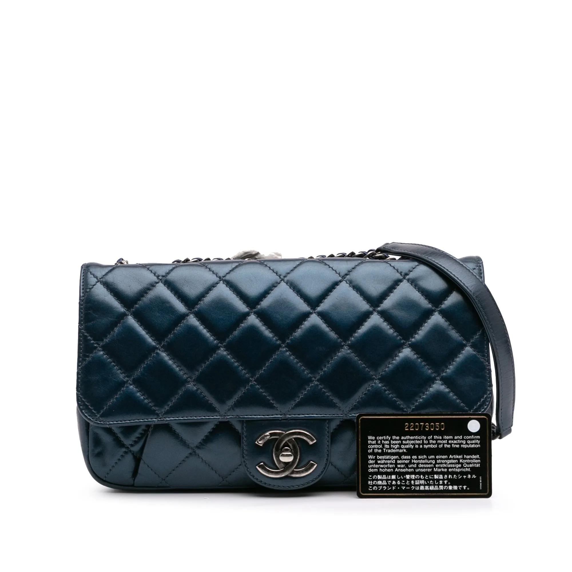 Quilted Glazed Calfskin Coco Pleats Flap