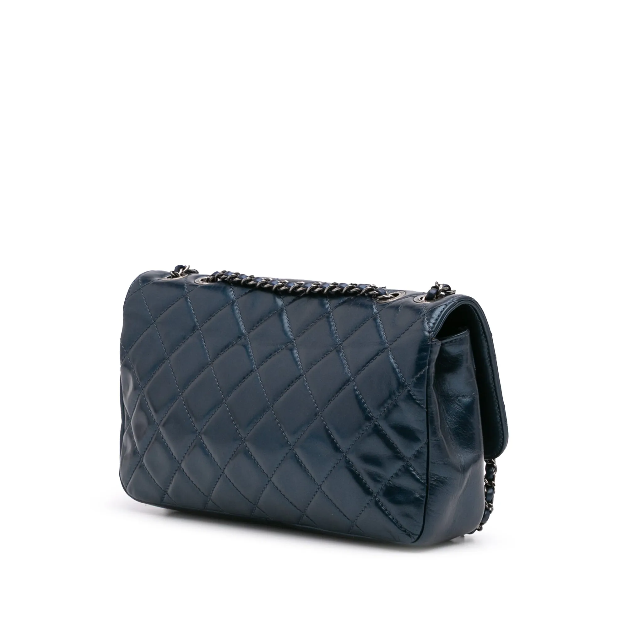Quilted Glazed Calfskin Coco Pleats Flap