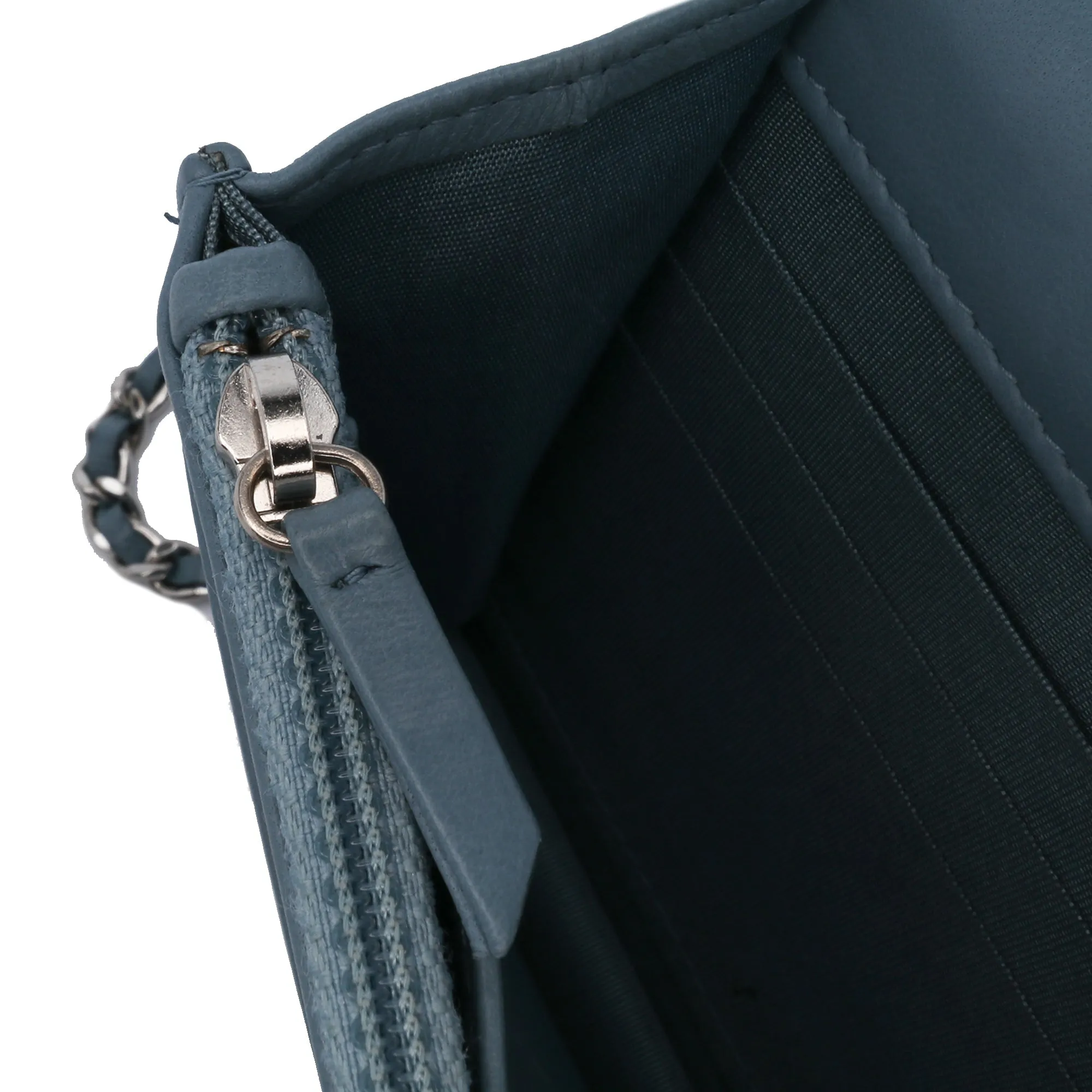 Quilted Lambskin Double Stitch Wallet On Chain