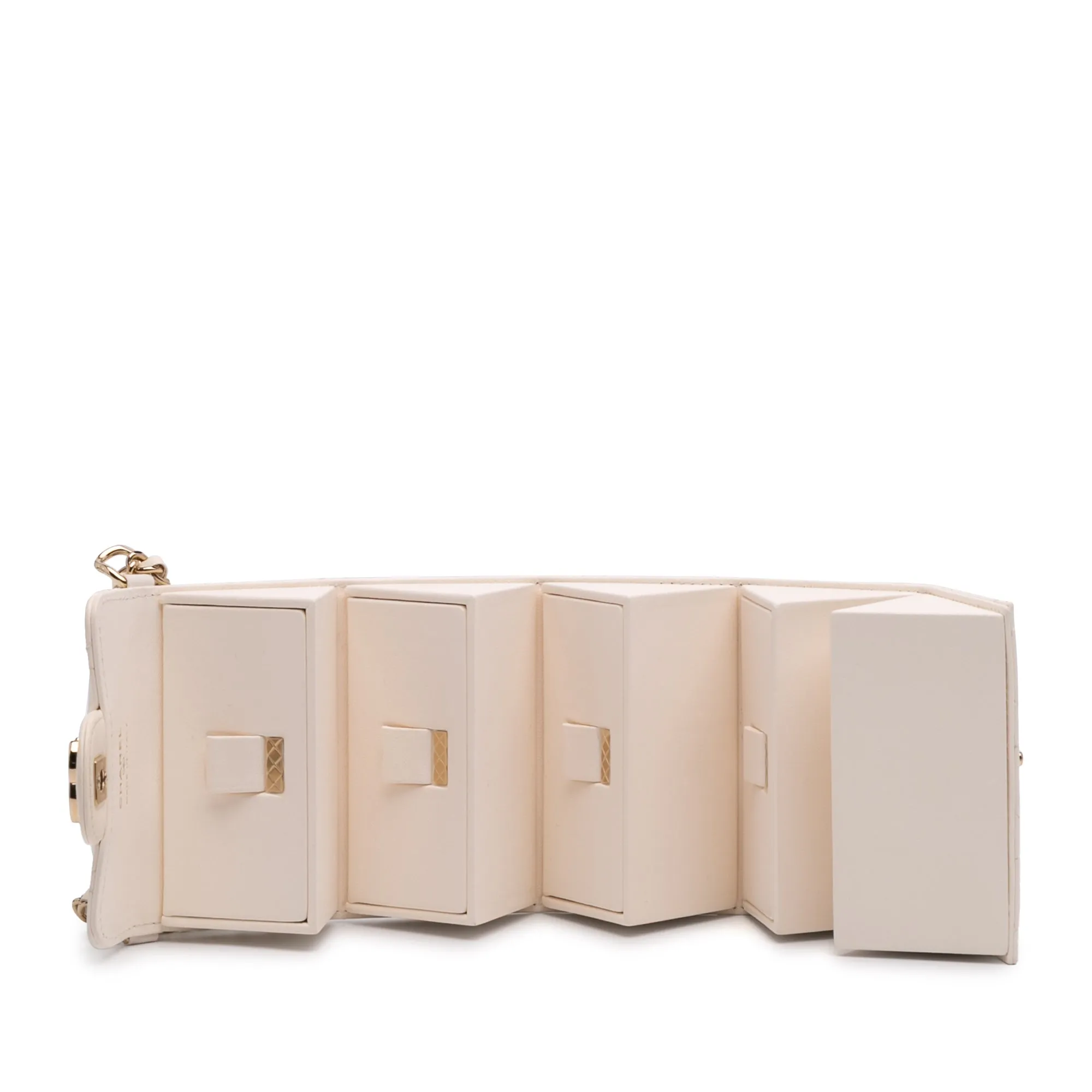 Quilted Lambskin Foldable Jewelry Box with Chain