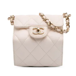 Quilted Lambskin Foldable Jewelry Box with Chain