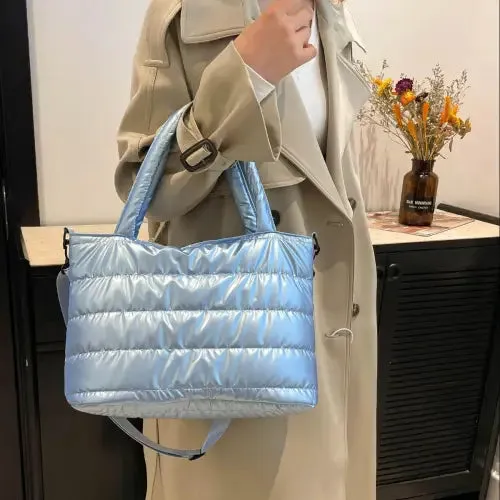 Quilted Tote Bags with Stylish Leather Detachable Strap Crossbody Options