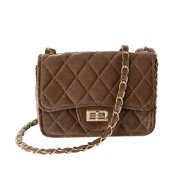 Quilted Velvet Crossbody Purse