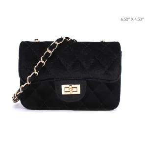 Quilted Velvet Crossbody Purse