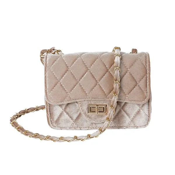 Quilted Velvet Crossbody Purse