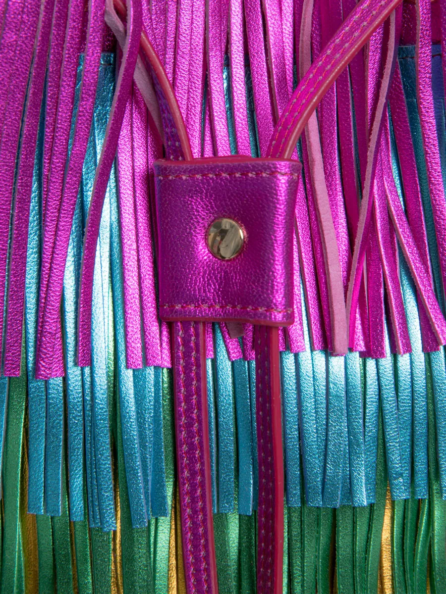 Rainbow Leather Bright Tassel Mini Bag