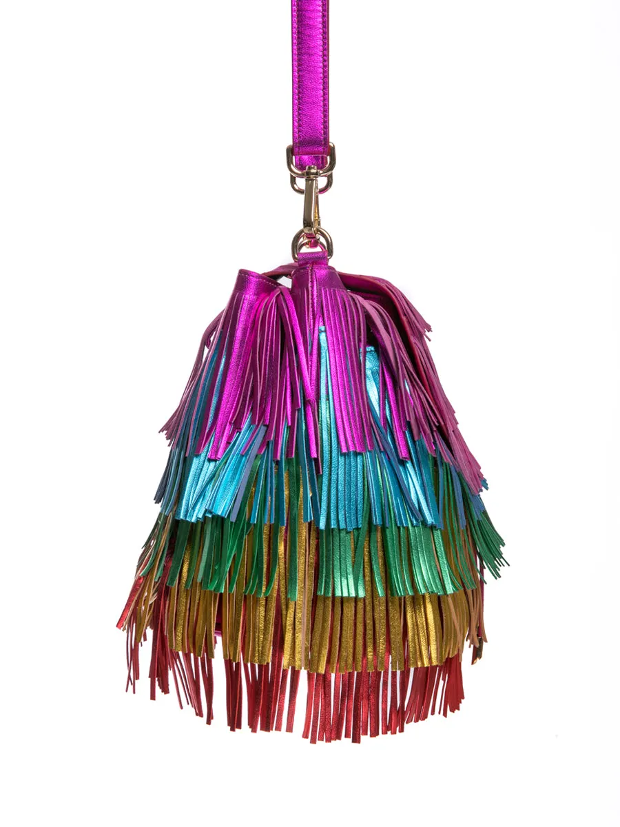 Rainbow Leather Bright Tassel Mini Bag
